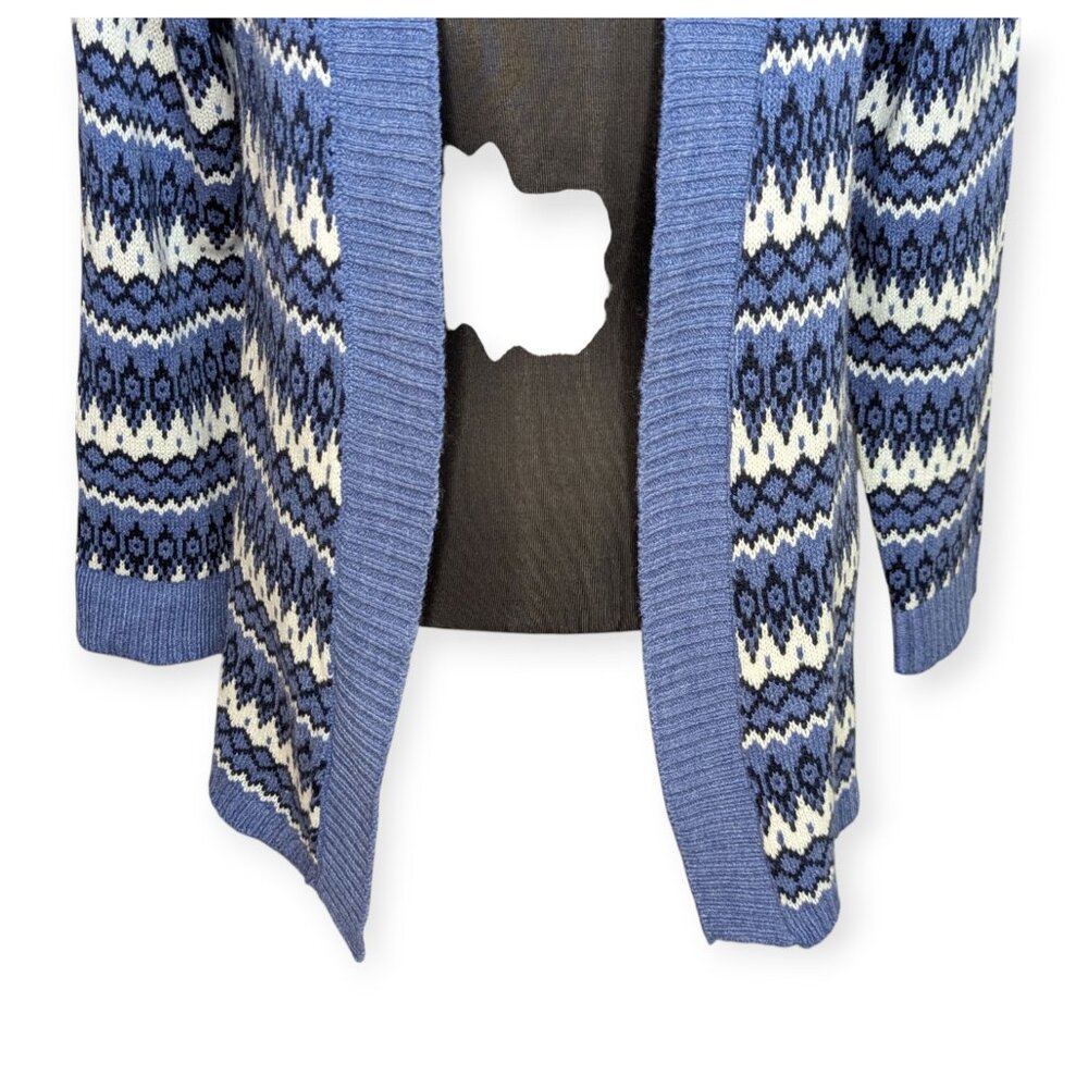 Croft & Barrow Chic Blue and White Knit Open Front Cardigan Petite Medium - Picture 6 of 11